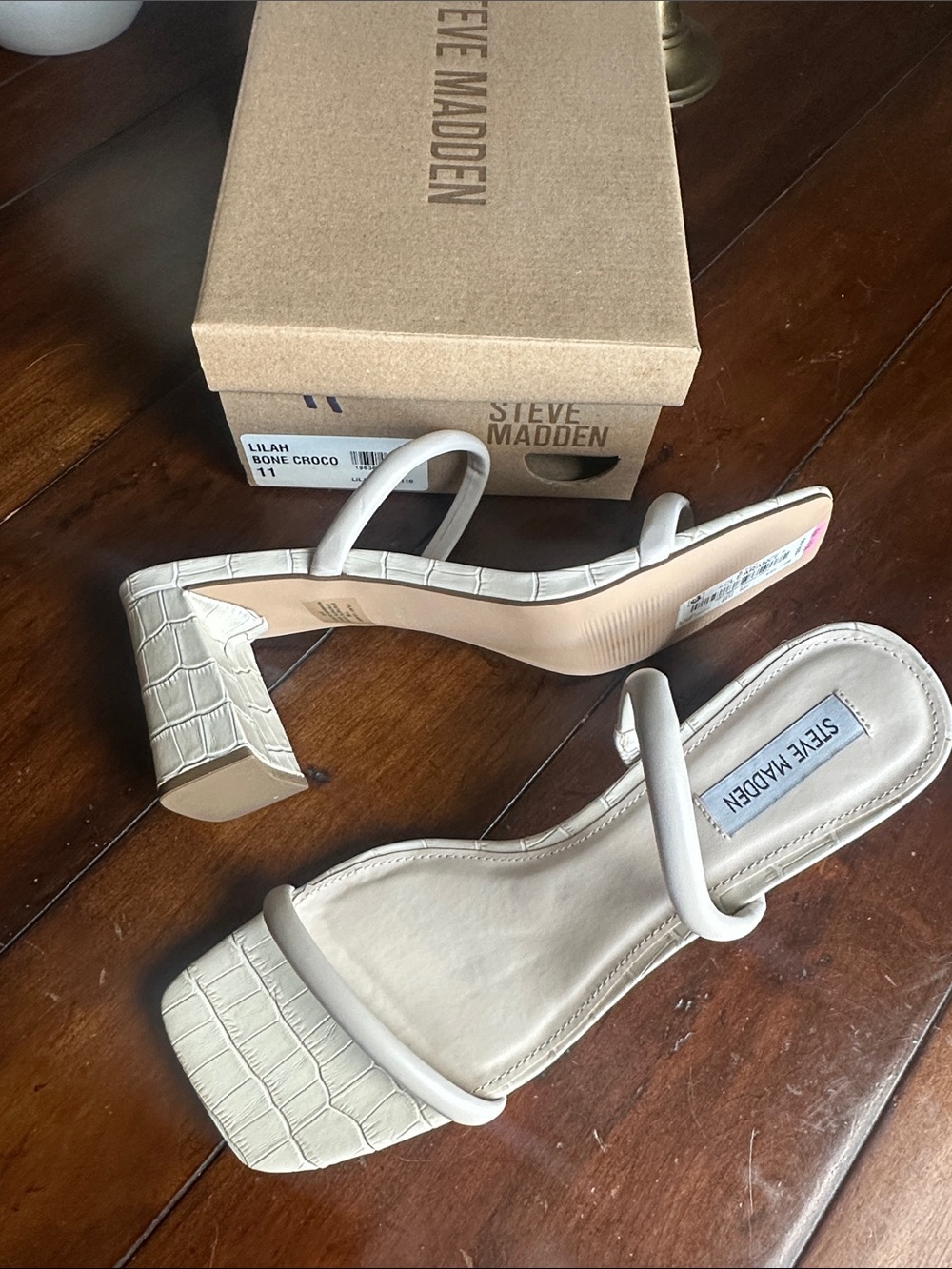 New Steve Madden Lilah bone crocodile sandal size 11